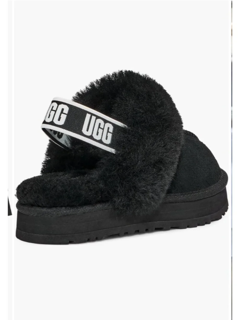 UGG Funkette Black Shearling Slippers Kids Size 5